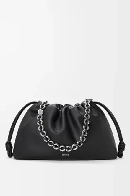 Loewe Большая сумка Flamenco из зернистой телячьей кожи, черный