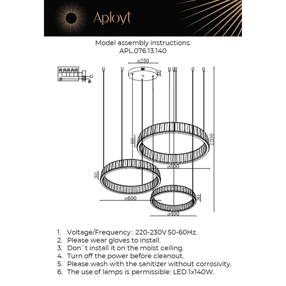 Подвесная светодиодная люстра Aployt Oriann APL.076.13.140