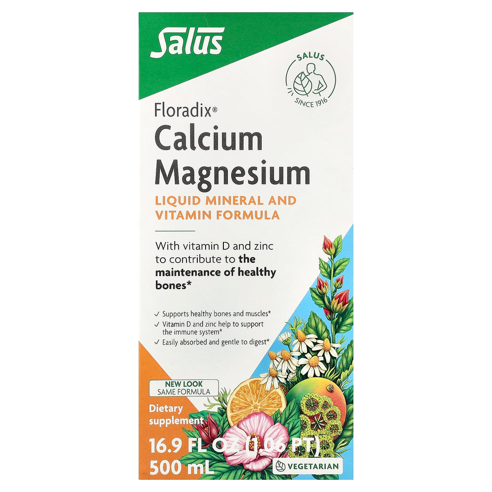 Floradix, кальций и магний, 500 мл (16,9 жидк. унции)