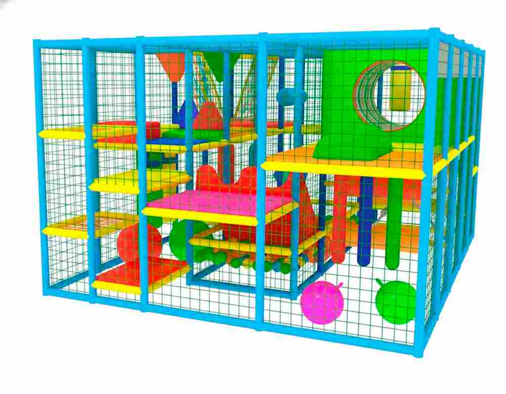 Детский уличный игровой лабиринт с крышей «Теремок» 6,15×3,69×3,3 м