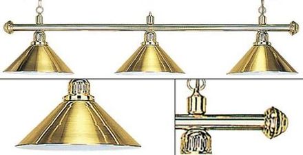 Лампа на три плафона "Elegance" (золотистая штанга, золотистый плафон D35см)