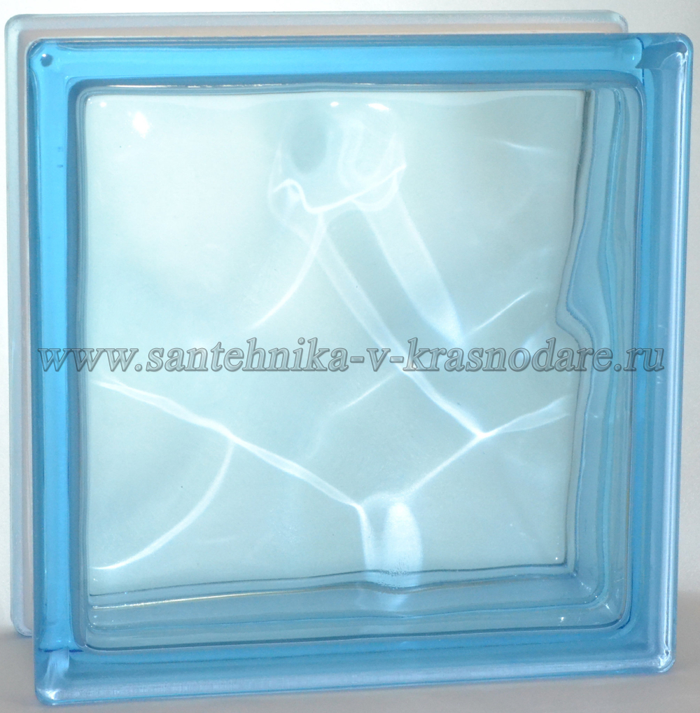 Стеклоблок голубой  окраска в массе Vitrablok  19x19x8