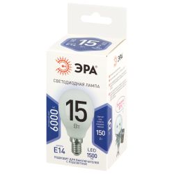 Лампа светодиодная ЭРА STD LED P45-15W-860-E14 E14 15 Вт шар холодный дневной свет | Лампы cветодиодные Шар (G/P)