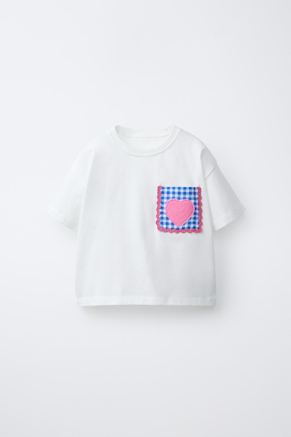 ZARA ФУТБОЛКА С ВОЛНИСТЫМ КАРМАНОМ, БЕЛЫЙ