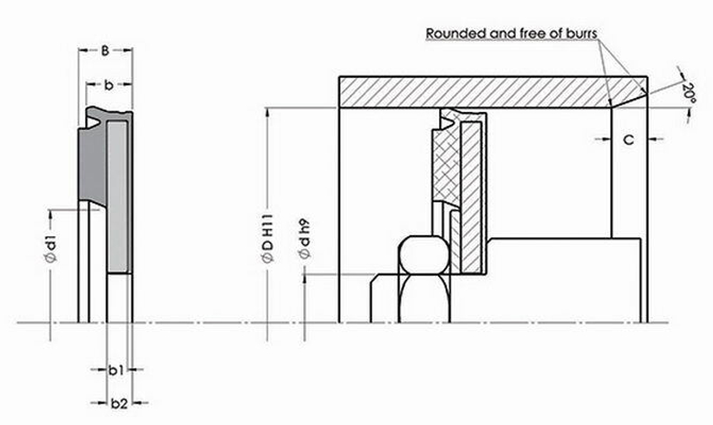 A804-063 Пневматическое уплотнение поршня одностороннего действия 63-12-10