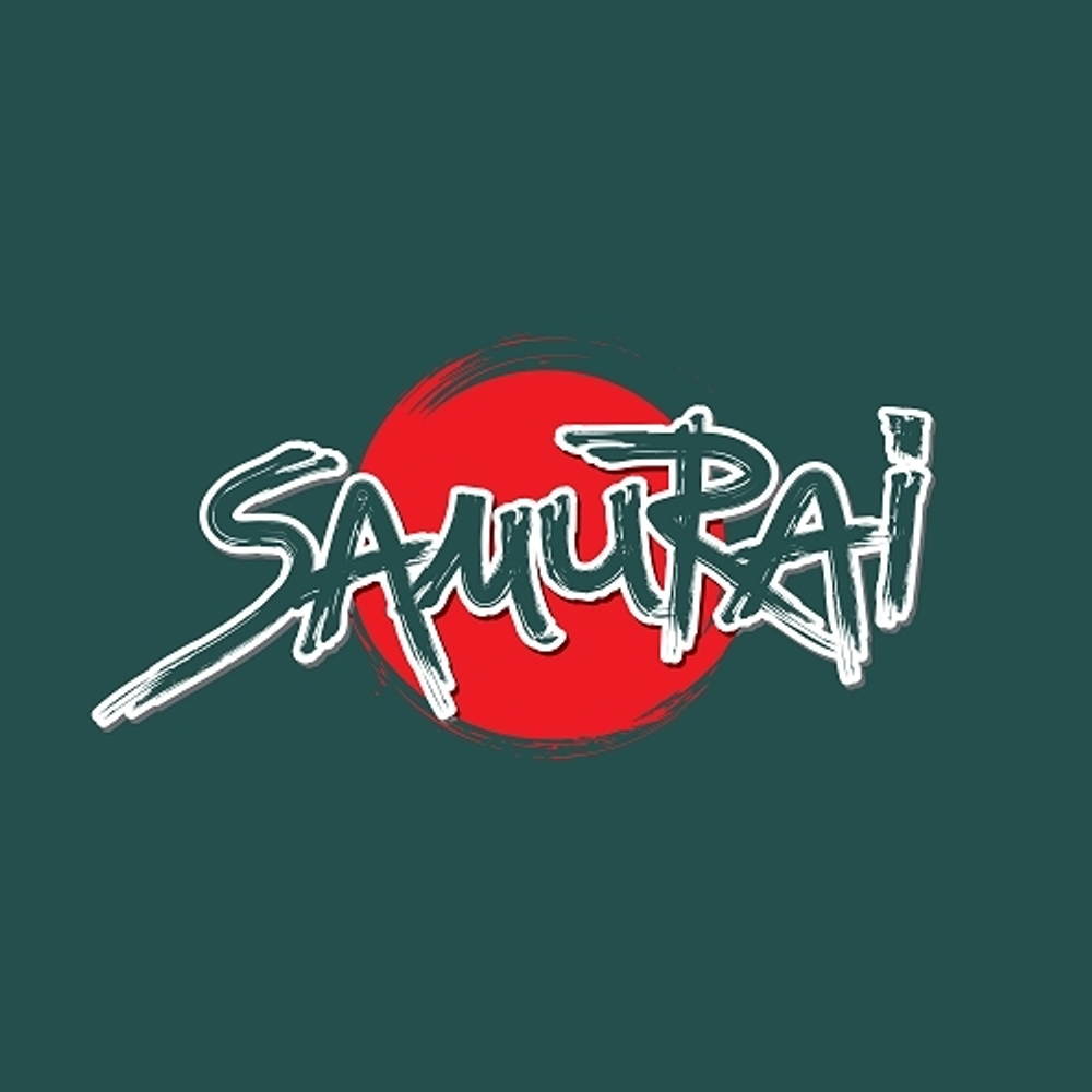 принт PewPewCat Samurai темно-зеленый
