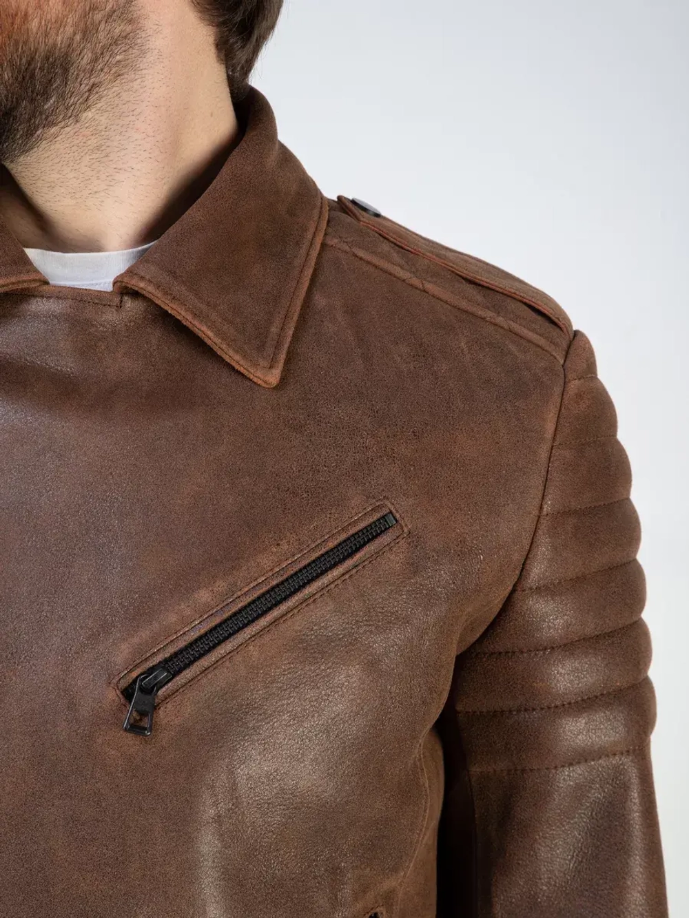 Кожаная куртка демисезонная косуха