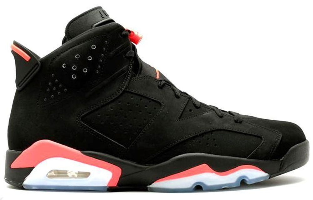 Jordan Air Jordan 6 Retro Infrared Black 3m leather suede shock absorption non-slip high-top retro basketball shoes men's black and red 2014 edition