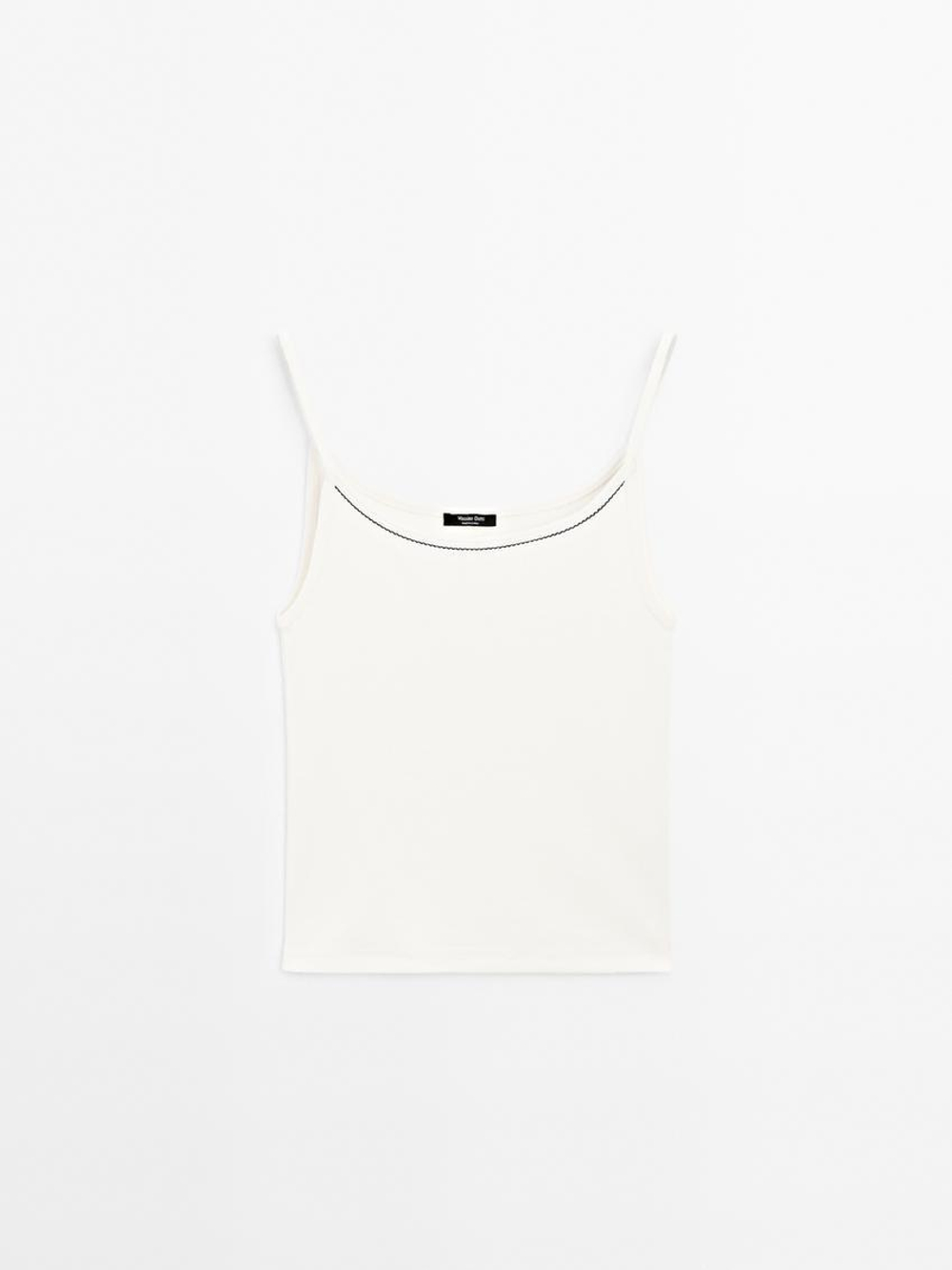 Massimo Dutti Трикотажный топ, натуральный, кремовый