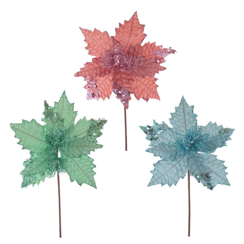 GAEM Цветок искусственный "Пуансеттия", L25 W25 H38 см, 3в.