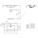 Умывальник мебельный TEMPO Vanity 61 1 отверстие под смеситель по центру белый Ideal Standard E066801