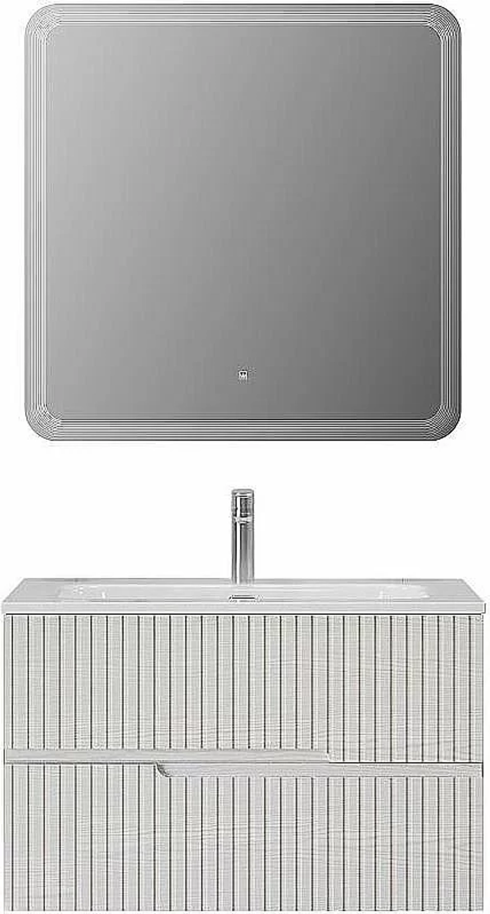 Тумба с раковиной Cezares DUET-N 80 DUET-N-800-2C-SO-FBS-P ясень белая софт