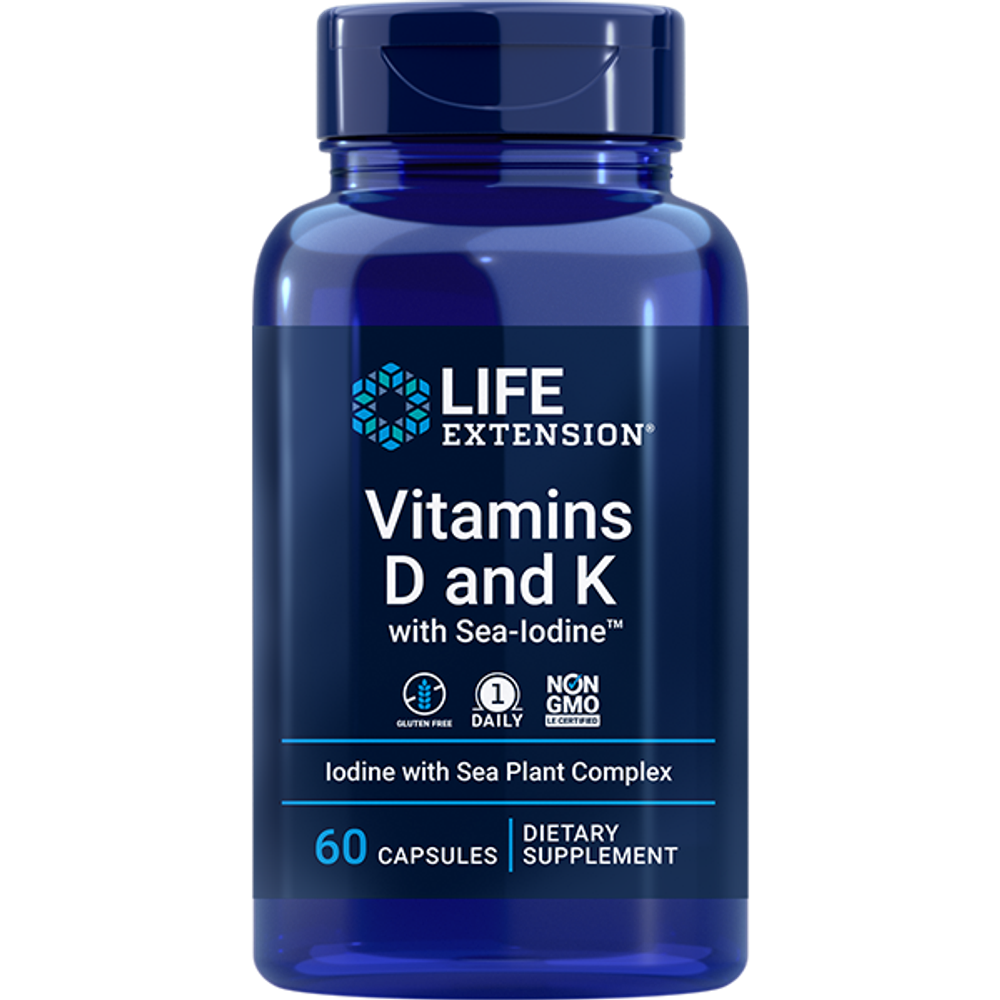 Vitamins D and K with Sea-Iodine™ 60 капсул Life Extension