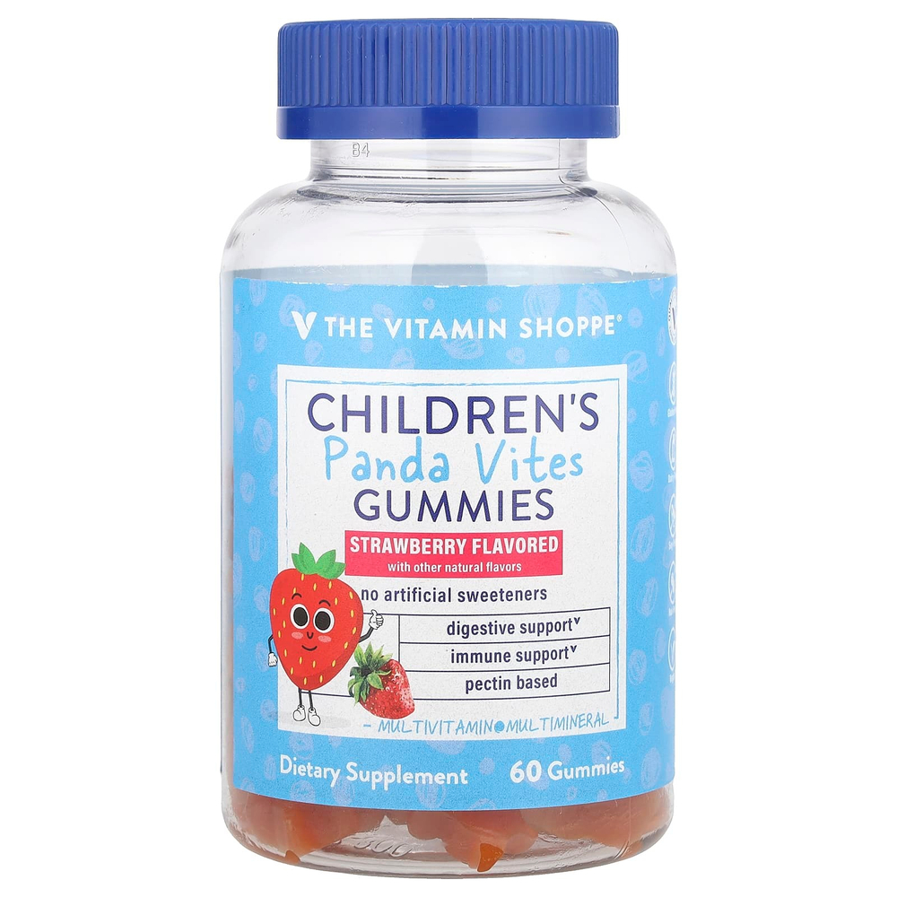 The Vitamin Shoppe, Жевательные конфеты для детей Panda Vites, со вкусом клубники, 60 шт.