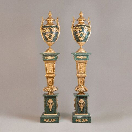 Винтаж: Винтажные парные мраморные колонны с вазами