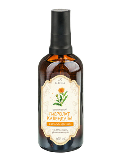 Гидролат Календулы для лица и волос, восстанавливает эластичность кожи, 100 мл, Kleona