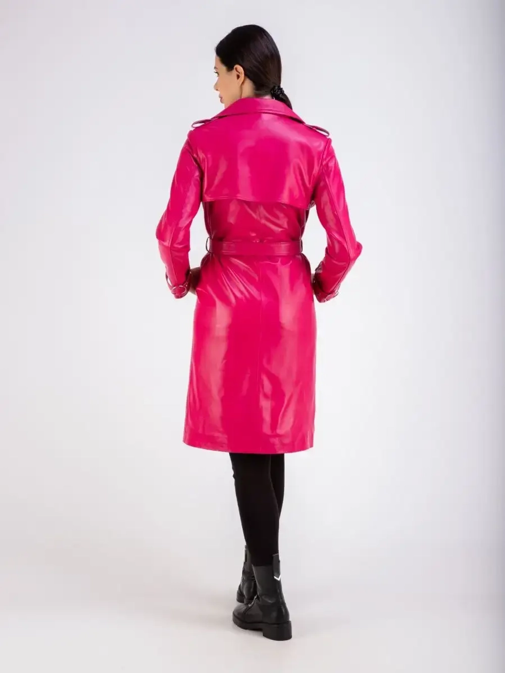 Плащ женский тренчкот длинный кожаный натуральный Турция