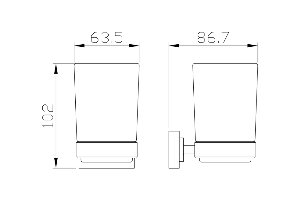 Стакан для зубных щеток с держателем WONZON & WOGHAND FLAT, Хром (WW-9721)
