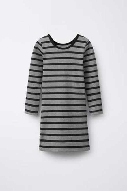 ZARA ПЛАТЬЕ В РУБЧИК С БЛЕСТЯЩИМИ ПОЛОСКАМИ, СЕРЫЙ МЕЛАНЖ