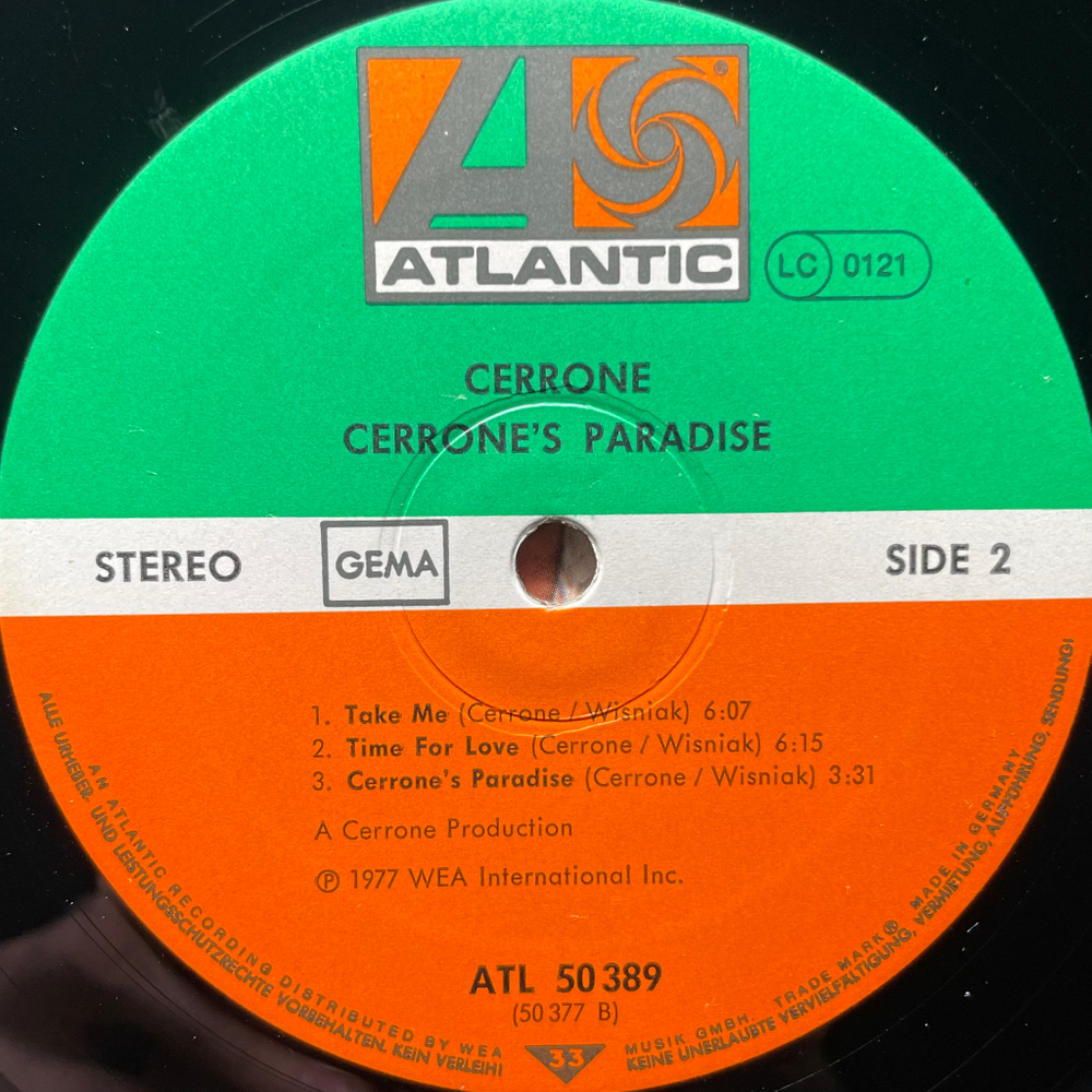 Cerrone ‎– Cerrone's Paradise (Германия 1977г.)