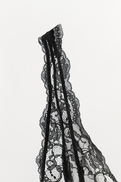 ZARA БОДИ ИЗ ПОЛИАМИДА С КРУЖЕВОМ, ЧЕРНЫЙ