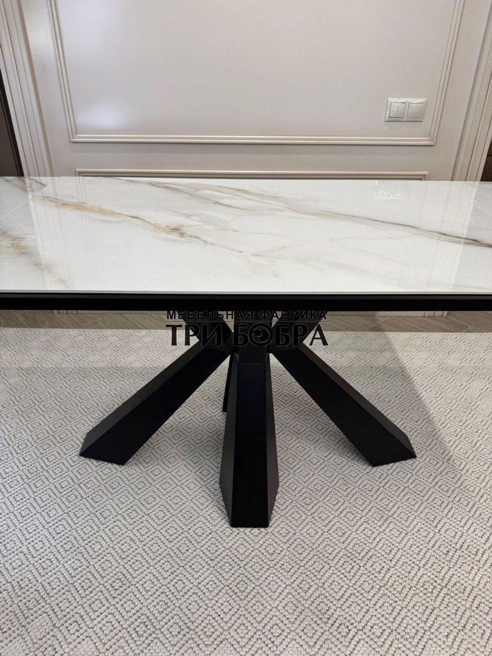 Кухонный раздвижной стол "Спайдер" из КЕРАМОГРАНИТА, итальянский мрамор