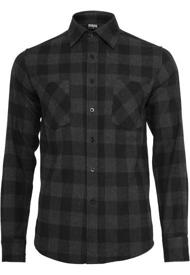Рубашка URBAN CLASSICS Checked Flanell Shirt (Разноцветный (Black/Charcoal)