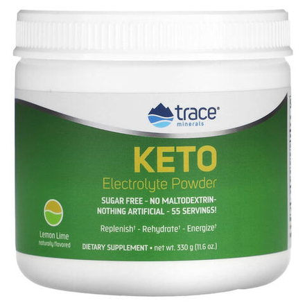 Trace, порошок из электролитов, для кетодиеты, без сахара, со вкусом лимона и лайма, 330 г (11,6 унции)