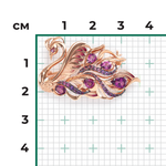 Брошь «Церевна Лебедь» из красного золота с гранатами, аметистами и эмалью