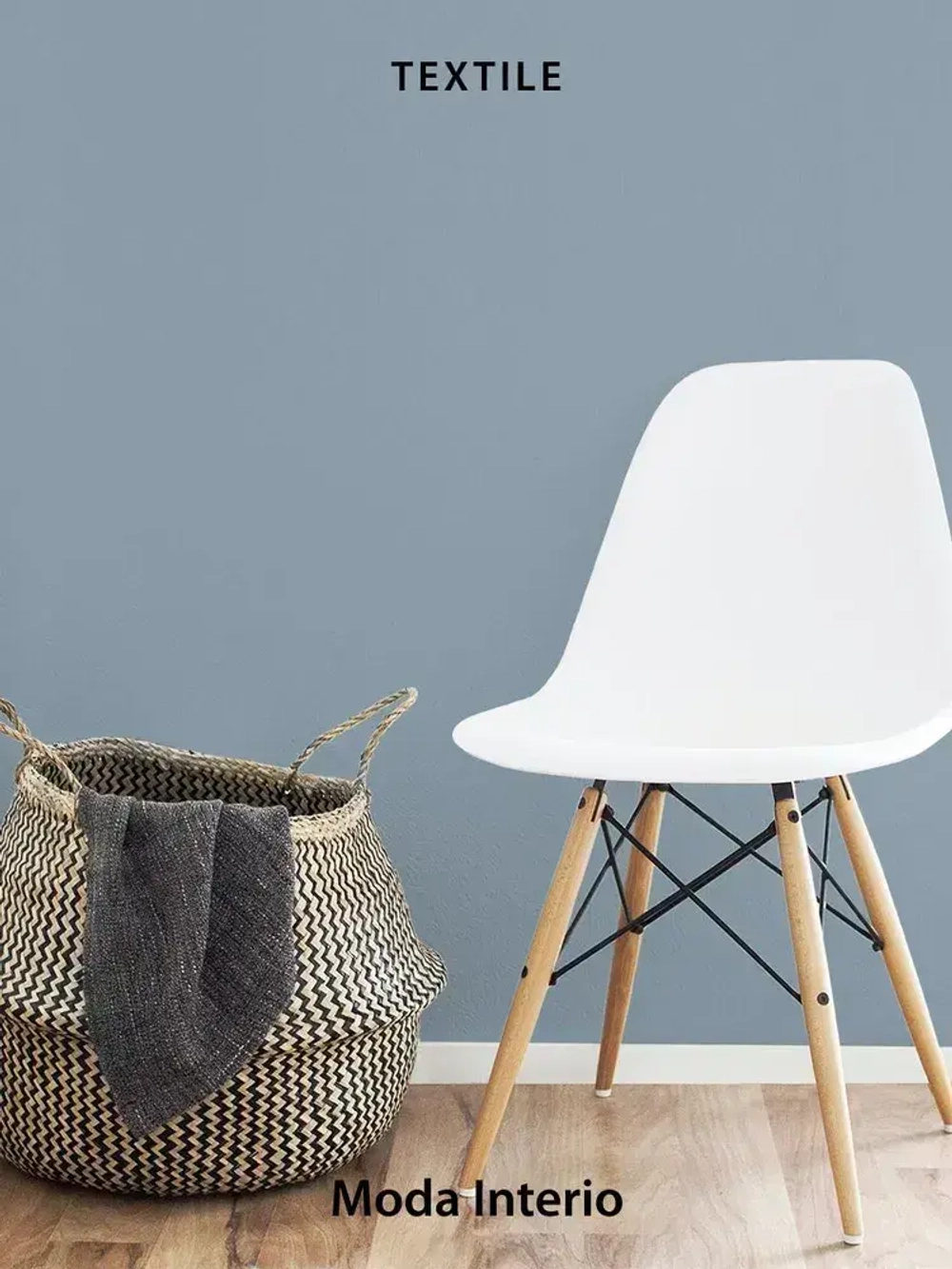 Обои флизелиновые 1.06, виниловые синие однотонные Textile (Moda Interio) метровые под ткань в спальню и гостинную