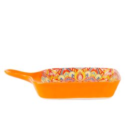 Блюдо с ручкой " " (оранжевый) 23х14,5см (min9) (транспортная упаковка)