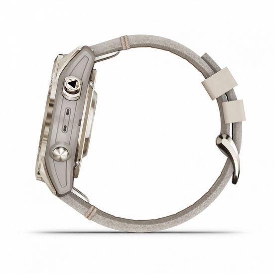 Умные часы Garmin Fenix 7S Pro Sapphire Solar золотистый корпус с кожаным ремешком цвета известняка