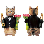 Фольгированный шар-фигура «Кот с тюльпанами и шампанским», 117 см