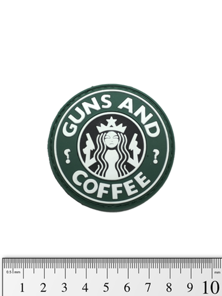 Шеврон Guns & Coffee PVC. Олива