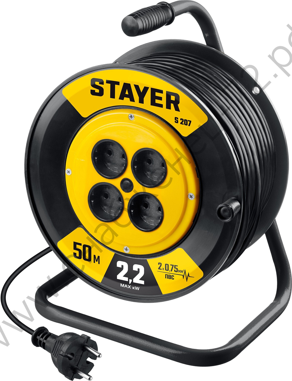 STAYER S 207 ПВС 2х0.75 50м 2200Вт, Удлинитель на катушке (55073-50)