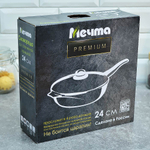 Сковорода 24см Premium blue со съемной ручкой и стеклянной крышкой