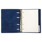Тетрадь на кольцах А5 (180х220 мм), 120 л., под гладкую кожу, вырубка под кольца, кремовый блок, BRAUBERG "Main", клетка, синяя, 402005
