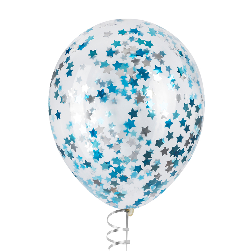 Конфетти звезды синий/серебро