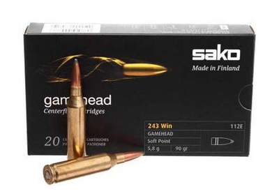 Патрон .243 Win Sako SP Gamehead, 5,8гр./90gr., коробка 20шт.