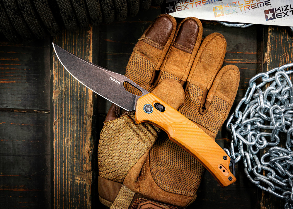 Складной нож SRM 9201-GW BlackWash сталь D2 рукоять Tan G10