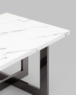 Журнальный столик Нэйтан 122*61 белый мрамор сталь темный хром