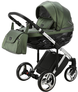 Детская коляска Adamex Chantal Special Edition Deluxe 2 в 1 С121 (ЗЕЛЕН.ПЕРЛ.КОЖА+ХРОМ РАМА)
