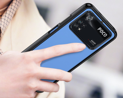 Усиленный противоударный чехол для смартфона Xiaomi Poco M4 Pro 4G, боковые рамки черные, мягкий отклик кнопок