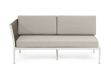 "Касабланка" правый модуль плетеный из роупа, каркас алюминий светло-серый (RAL7035) муар, роуп серо-коричневый 23мм, ткань бежевая 15052