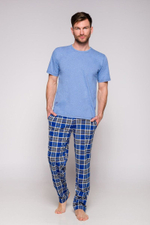 Мужская пижама Jeremi с брюками в клеточку (Размер: M) (Цвет: серый с красным)