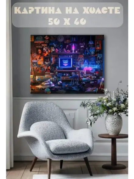 Картина на стену 40 X 50 Комната геймера