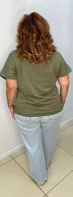 Оливковый блузон-футболка  с "сердцем"