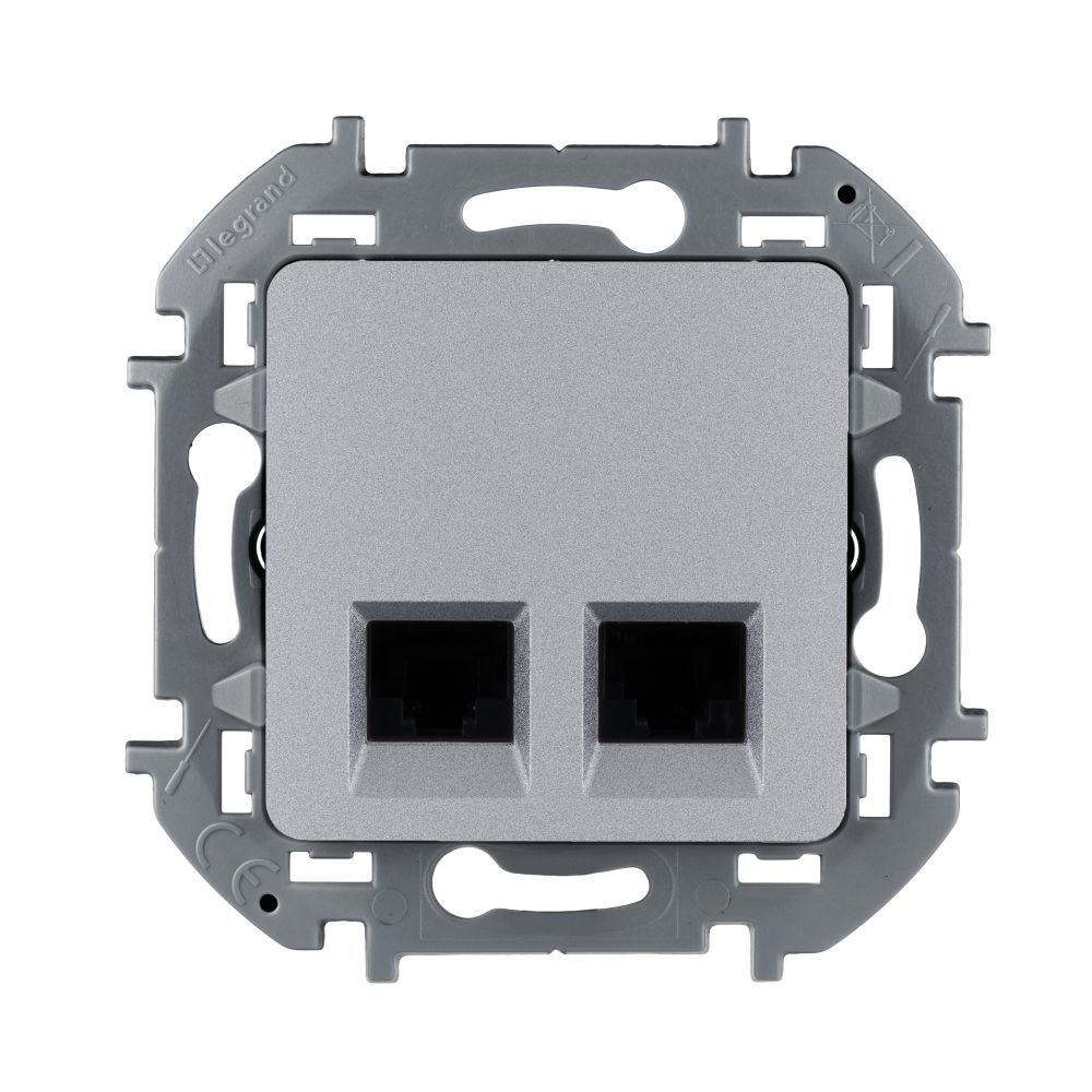 Розетка компьютерная двойная RJ45 категория 5e UTP алюминий Inspiria Legrand