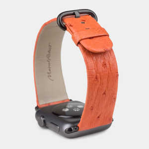 Ремешок для Apple Watch 44/45/46 mm из кожи страуса, оранжевого цвета