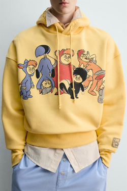 ZARA HARRY LAMBERT X DISNEY ХУДИ С КАПЮШОНОМ, ЖЕЛТЫЙ